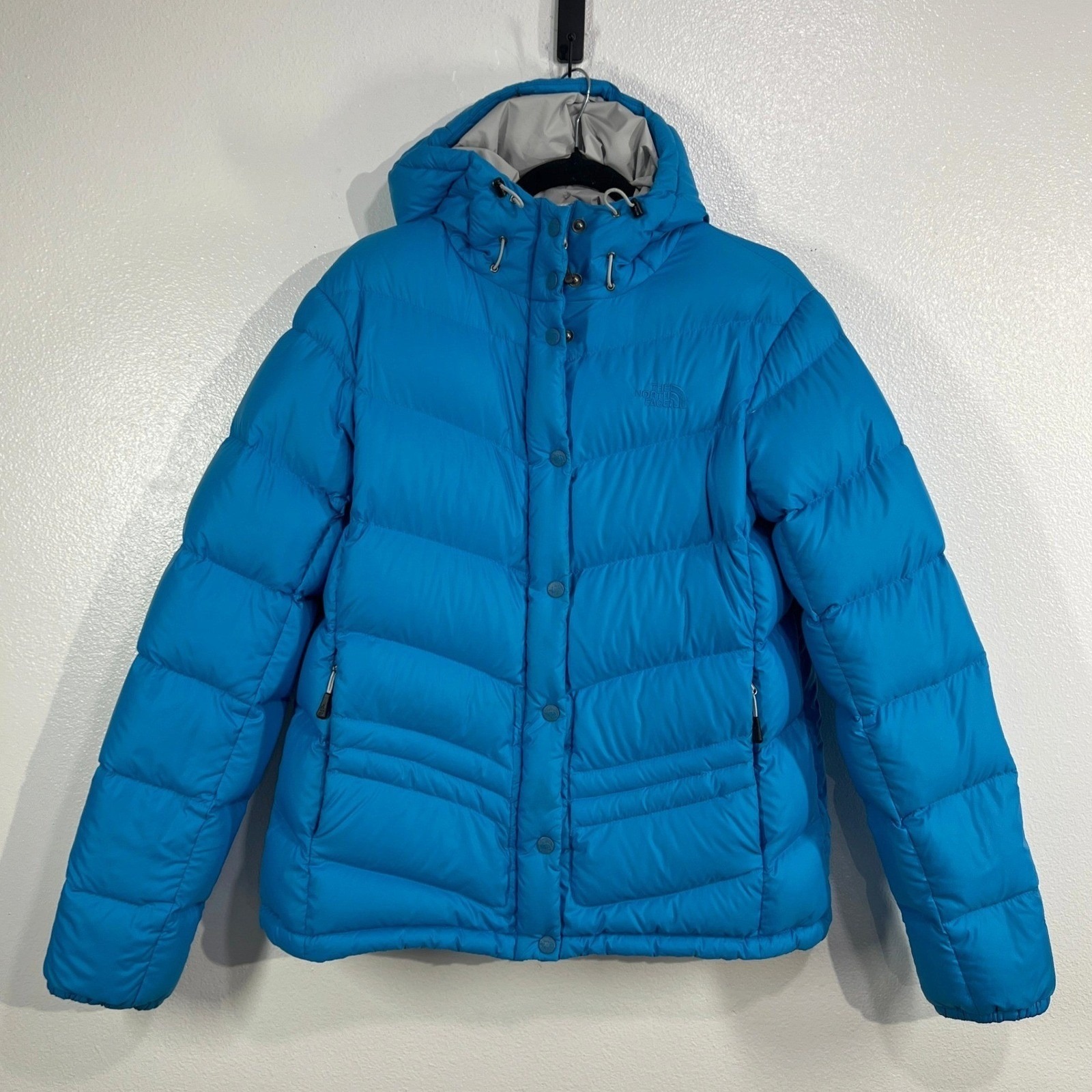 The North Face 700 Down Puffer Jacket Womens [Size] Blue Quilted Hooded Fall